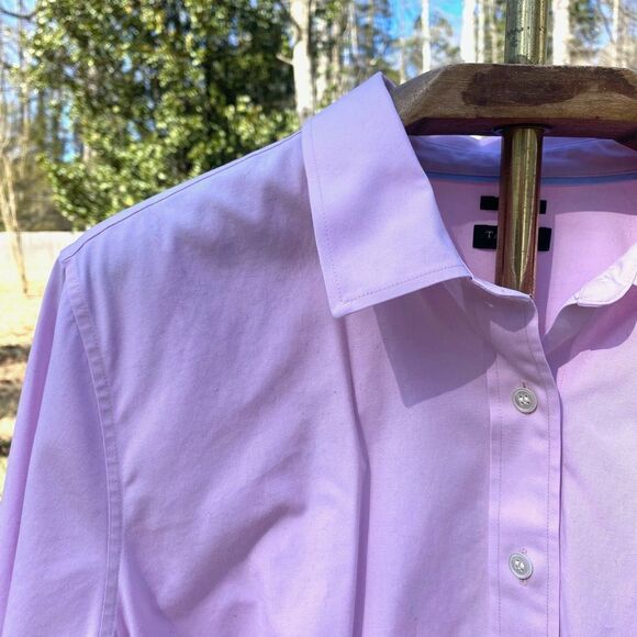 Talbots Light Pink Cotton Stretch Button Front Blouse - Picture 3 of 6